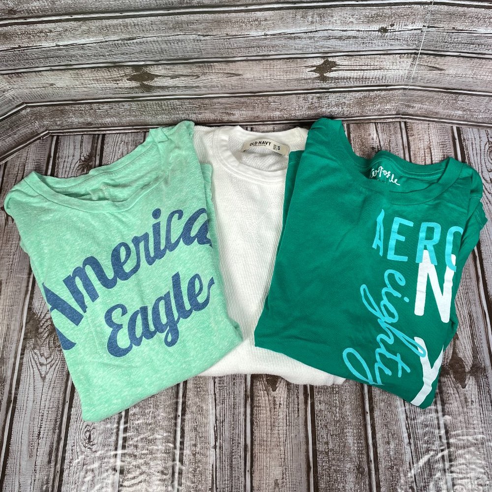 Lot of 3 Women's S Long Sleeve T-Shirt Shirt American Eagle Old Navy Aeropostale
